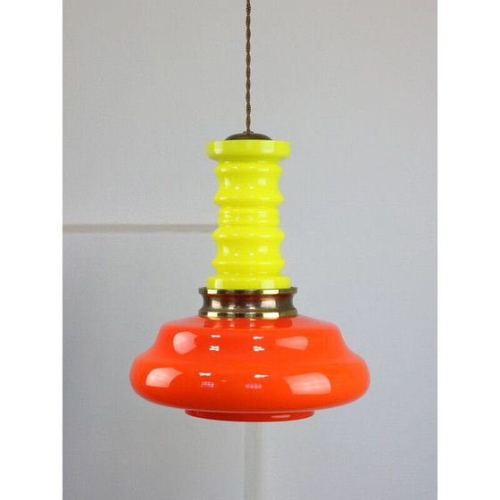 Image 1 of Lampada a sospensione vintage in vetro neon e ottone