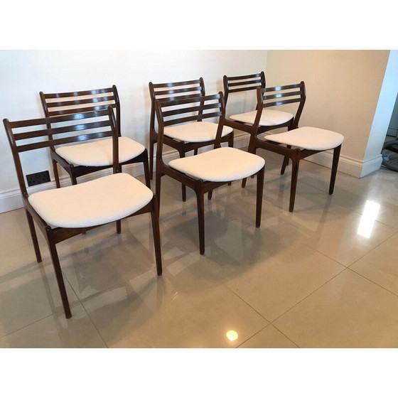 Image 1 of Set of 6 Danish vintage rosewood chairs by P.E. Jorgensen for Farso Stolefabrik