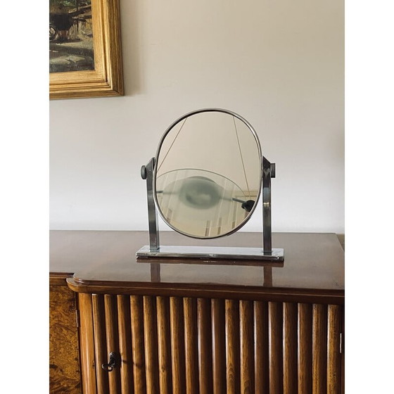 Image 1 of Mid-century nickel-plated brass table mirror, Italy 1960s