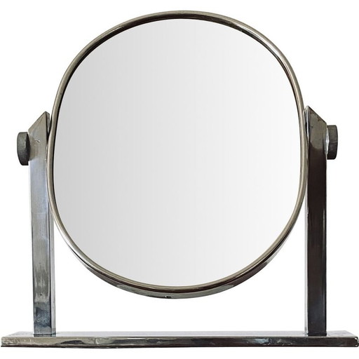 Mid-century nickel-plated brass table mirror, Italy 1960s