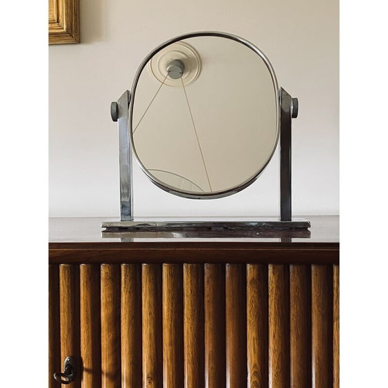 Image 1 of Mid-century nickel-plated brass table mirror, Italy 1960s