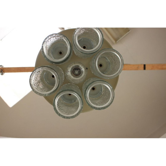 Image 1 of Vintage metal and glass chandelier by Kamenický Šenov, Czechoslovakia 1970