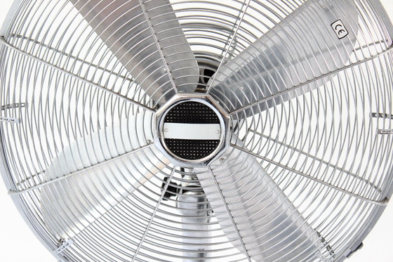 Image 1 of Luxury CINNI Design pedestal fan /Stand-Ventilator in chrome with oscillation and 3 speeds, USA 1920s