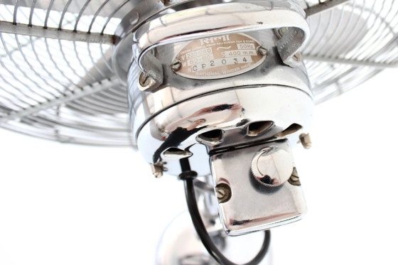 Image 1 of Luxury CINNI Design pedestal fan /Stand-Ventilator in chrome with oscillation and 3 speeds, USA 1920s