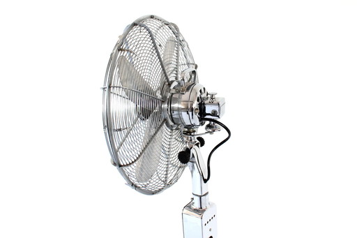 Luxury CINNI Design pedestal fan /Stand-Ventilator in chrome with oscillation and 3 speeds, USA 1920s