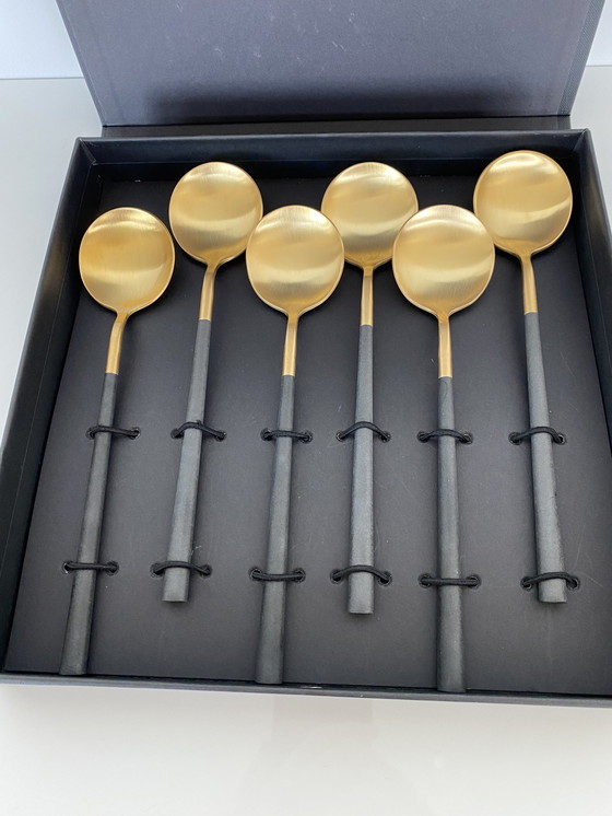 Image 1 of 6 Table Spoons Gilded 24K Gold From Wilffert & Wilffert