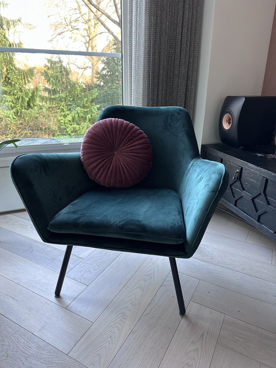 Image 1 of Houselabel Green Velvet Armchair