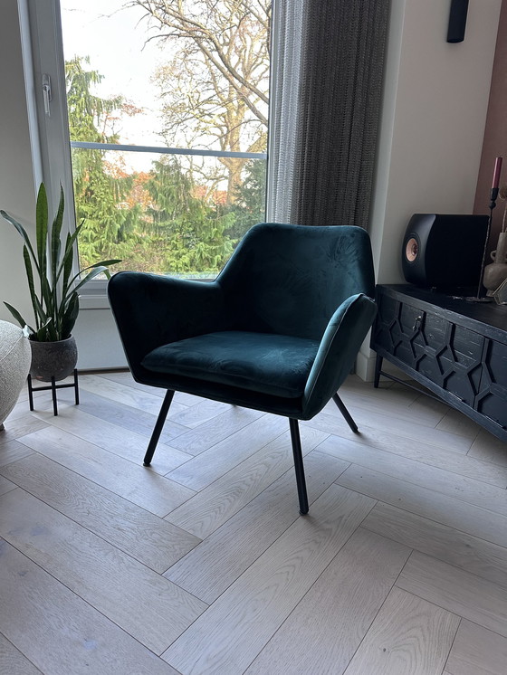 Image 1 of Houselabel Green Velvet Armchair