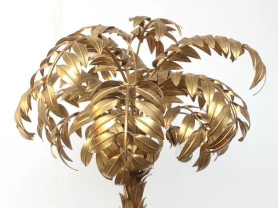 Image 1 of Hans Kögl Gilt Metal Palm Tree Floor Lamp