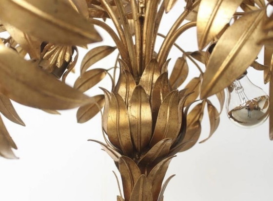 Image 1 of Hans Kögl Gilt Metal Palm Tree Floor Lamp