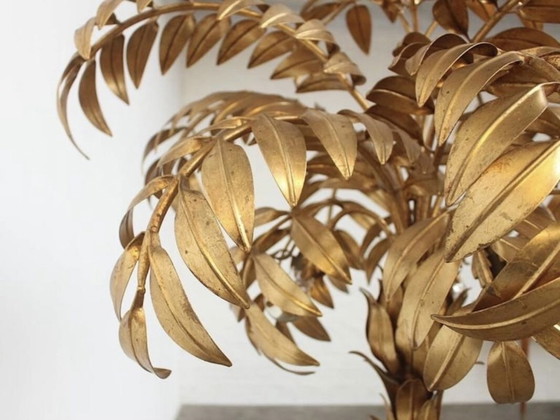 Image 1 of Hans Kögl Gilt Metal Palm Tree Floor Lamp