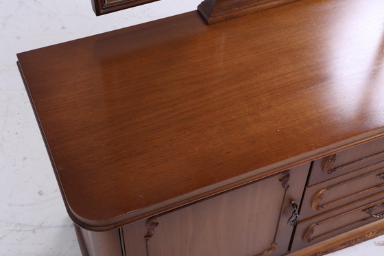 Image 1 of Chippendale style dressing table | Elegant design with folding mirror and drawers | Vintage dresser mirror wood