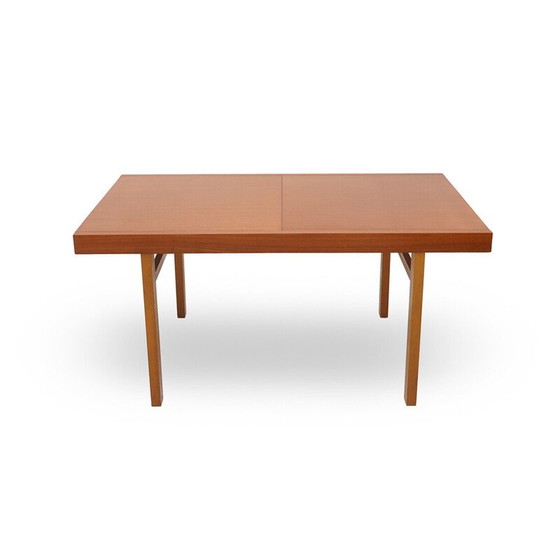Image 1 of Vintage rectangular solid wood table with extendable top, Italy 1960