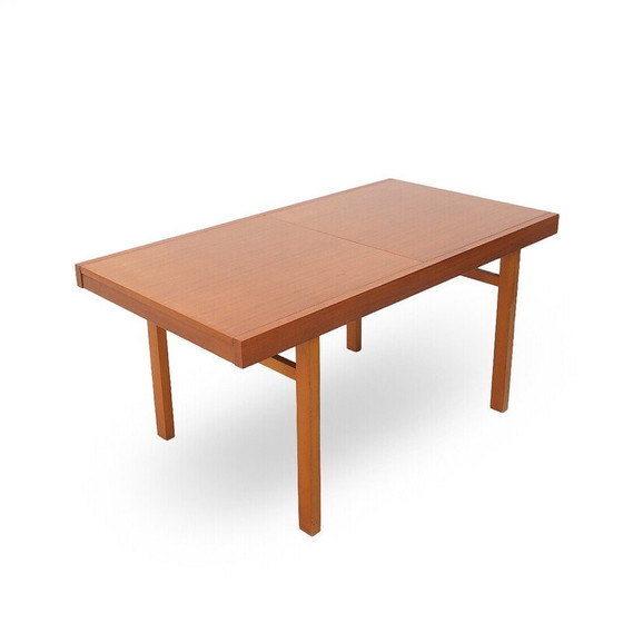 Image 1 of Vintage rectangular solid wood table with extendable top, Italy 1960