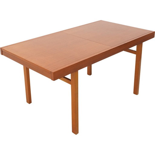 Vintage rectangular solid wood table with extendable top, Italy 1960