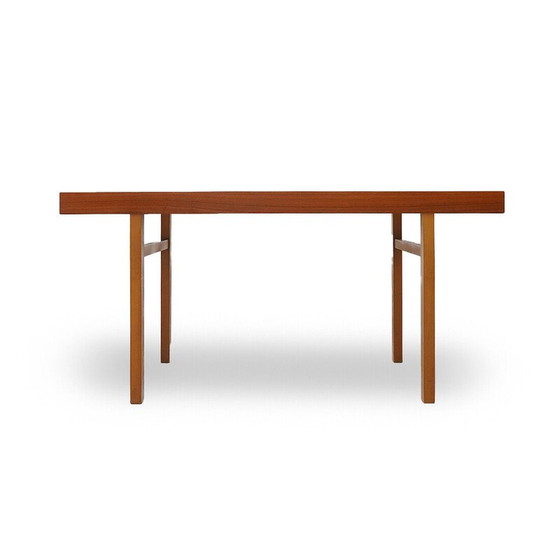 Image 1 of Vintage rectangular solid wood table with extendable top, Italy 1960