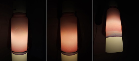 Image 1 of Mcm Wooden Wall Lamp With Double Glass Lampshade