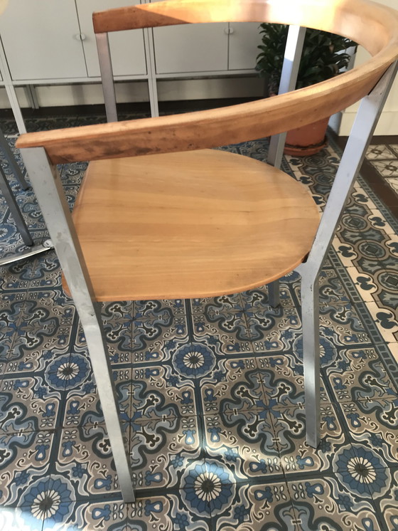 Image 1 of 4x cherrywood chairs with aluminium legs