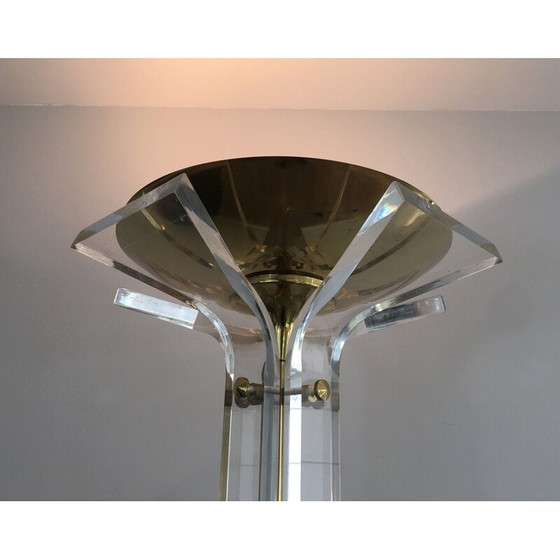 Image 1 of Vintage floor lamp in gilded brass and plexiglass, Italy 1970
