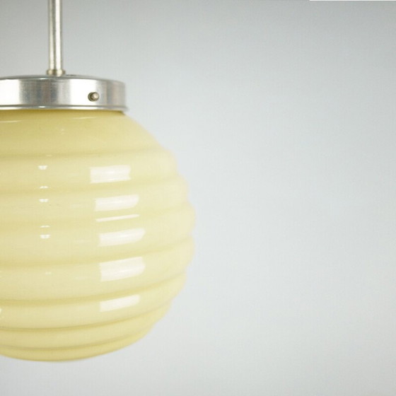 Image 1 of Ceiling Lamp mid century Honey Opaline Glass Globe, 1950s 