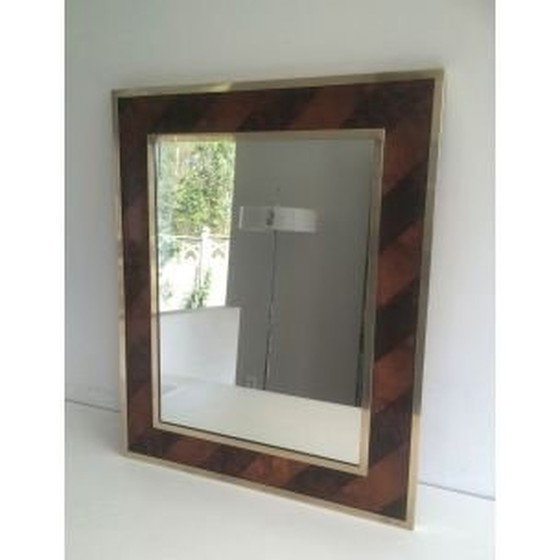 Image 1 of Specchio vintage francese in legno e ottone, 1960