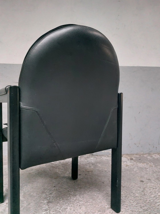 Image 1 of Black Leather Bulo Chair Memphis Style