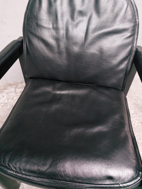 Image 1 of Black Leather Bulo Chair Memphis Style