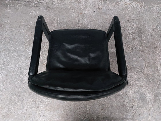 Image 1 of Black Leather Bulo Chair Memphis Style