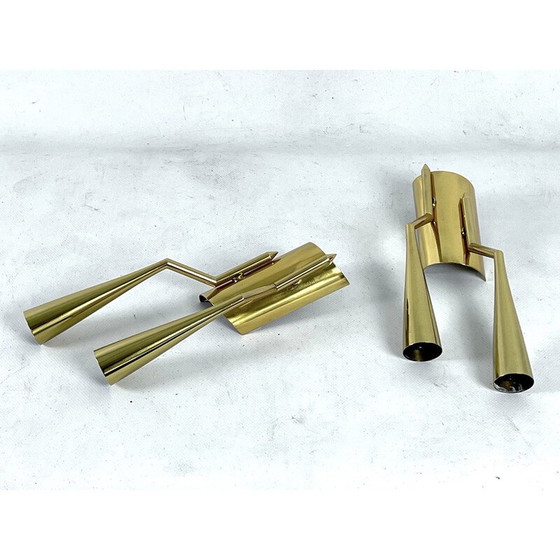 Image 1 of Pair of vintage brass wall lamps by Oscar Torlasco for Lumi Milano, Italy 1950