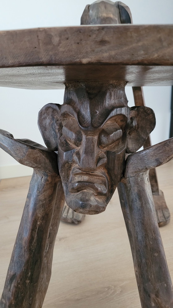 Image 1 of Vintage Hand Carved African Side Table