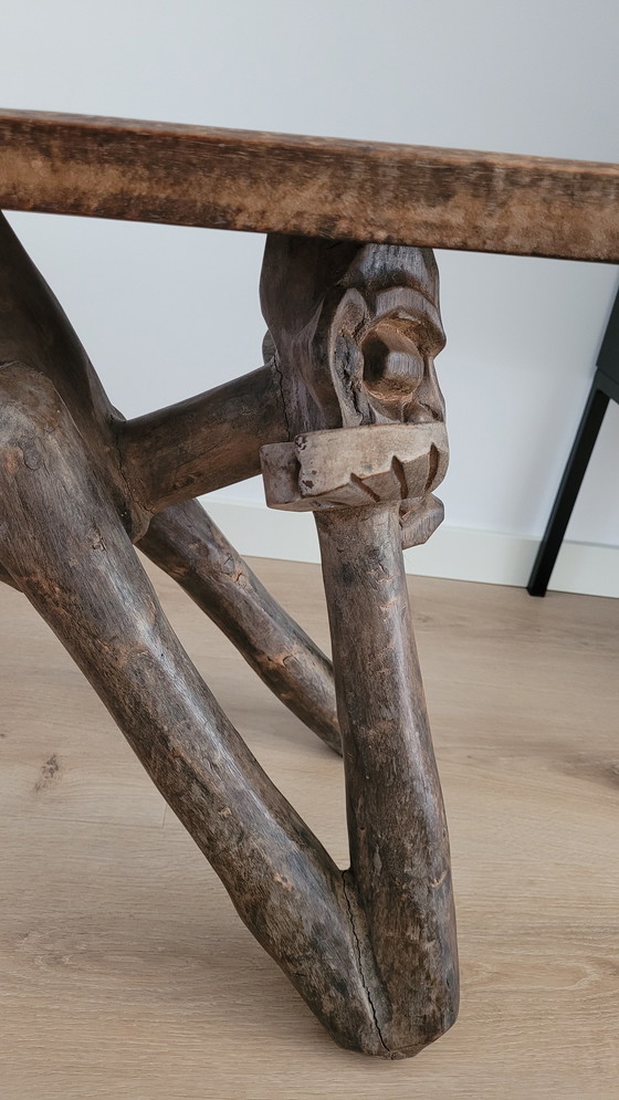 Image 1 of Vintage Hand Carved African Side Table