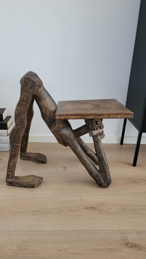 Vintage Hand Carved African Side Table