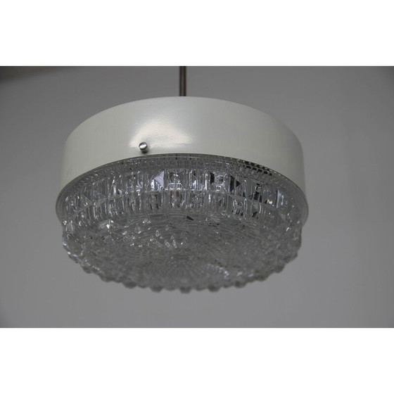 Image 1 of Vintage glass and white metal pendant lamp, Czechoslovakia 1960