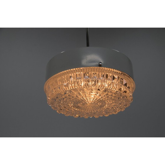 Image 1 of Vintage glass and white metal pendant lamp, Czechoslovakia 1960