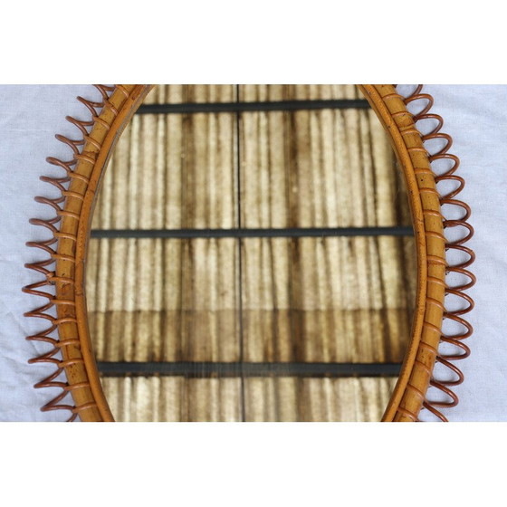 Image 1 of Vintage Italian rattan mirror by Franco Albini, Italy 1960-1970