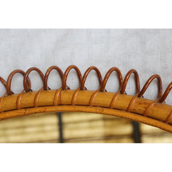 Image 1 of Vintage Italian rattan mirror by Franco Albini, Italy 1960-1970