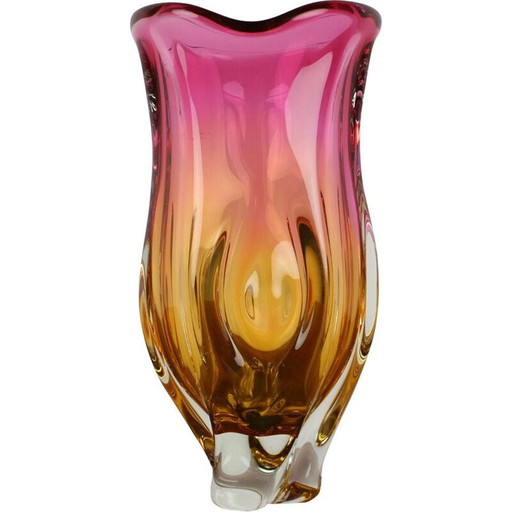 Jarrón de vidrio vintage de Josef Hospodka, Checoslovaquia, 1960