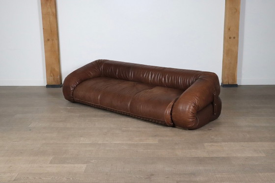 Image 1 of Anfibio Sofa Bed In Brown Leather By Alessandro Becchi For Giovanetti Collezione Italy 1971