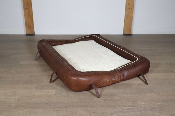 Image 1 of Anfibio Sofa Bed In Brown Leather By Alessandro Becchi For Giovanetti Collezione Italy 1971