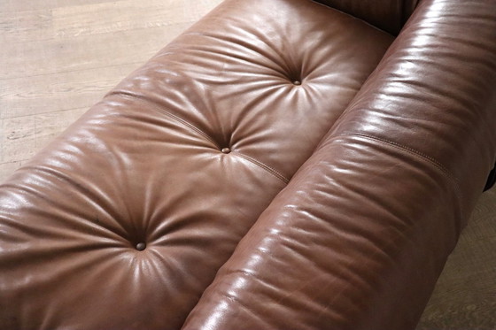 Image 1 of Anfibio Sofa Bed In Brown Leather By Alessandro Becchi For Giovanetti Collezione Italy 1971