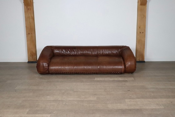 Image 1 of Anfibio Sofa Bed In Brown Leather By Alessandro Becchi For Giovanetti Collezione Italy 1971