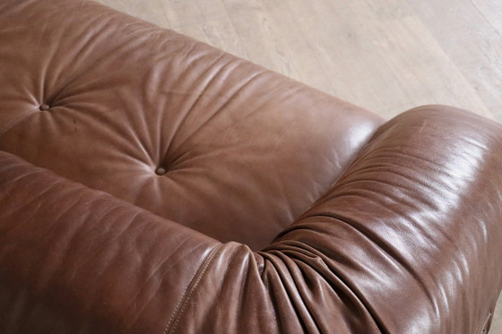 Image 1 of Anfibio Sofa Bed In Brown Leather By Alessandro Becchi For Giovanetti Collezione Italy 1971