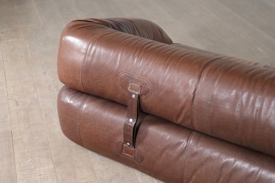 Image 1 of Anfibio Sofa Bed In Brown Leather By Alessandro Becchi For Giovanetti Collezione Italy 1971