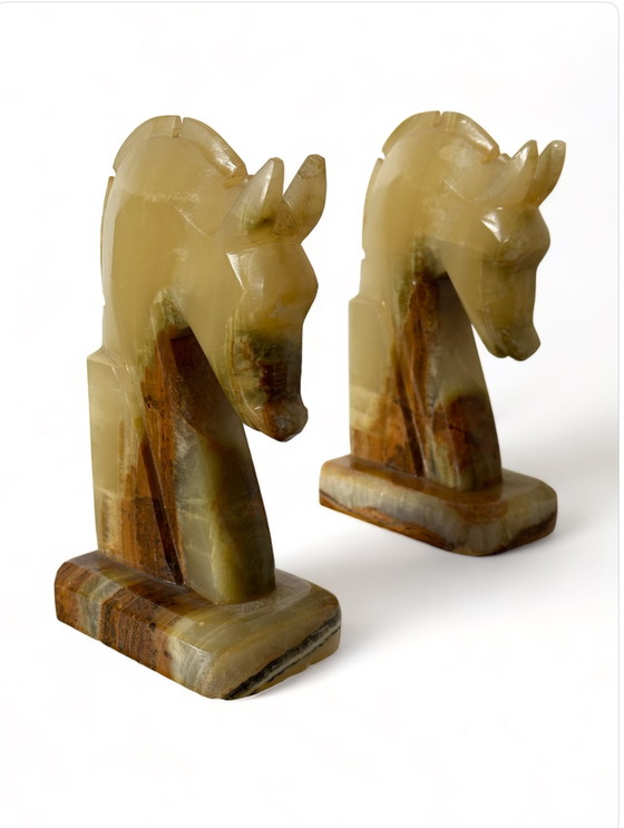 Image 1 of 2x Marble bookend horse head