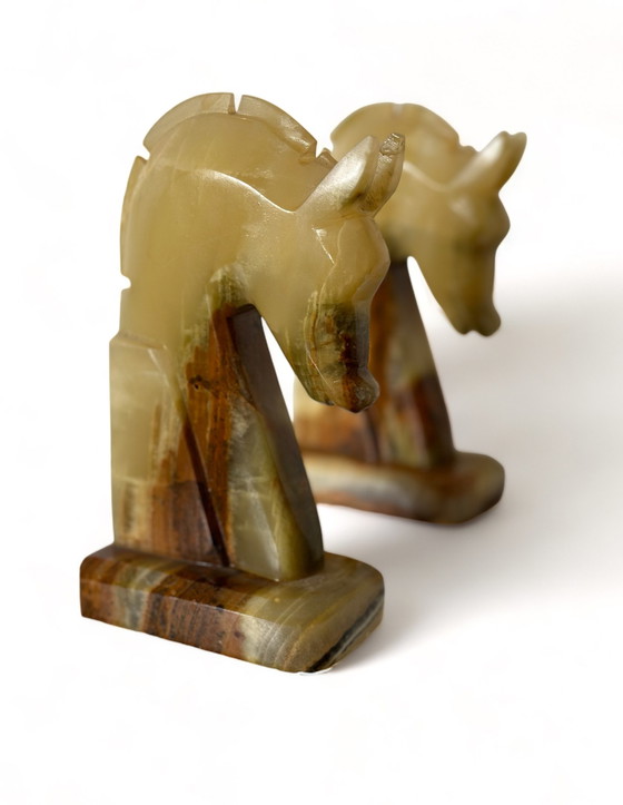 Image 1 of 2x Marble bookend horse head