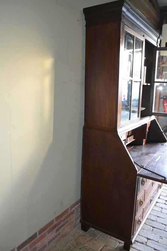 Image 1 of Antique Oak Wood Top Desk, Secretaire.