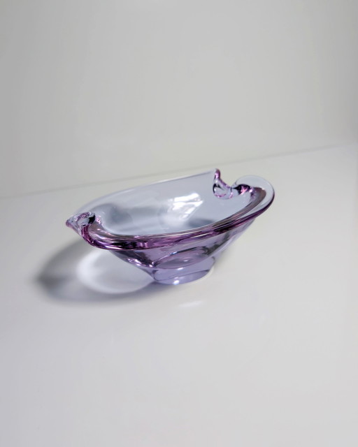 Vintage Alexandrite Glass Bowl Ashtray Neodymium Bohemia 50s Mid - Century Sklo Union Cz