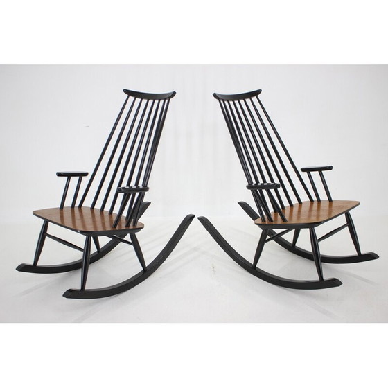 Image 1 of Pair of vintage Varjosen Puunjalostus beechwood rocking chairs, Finland 1960s