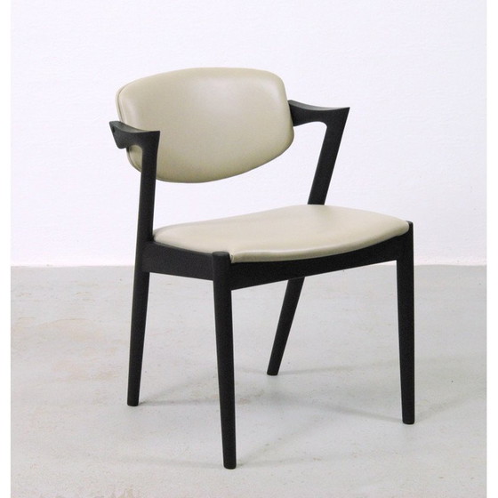 Image 1 of Set of 8 vintage oakwood chairs with upholstery by Kai Kristiansen