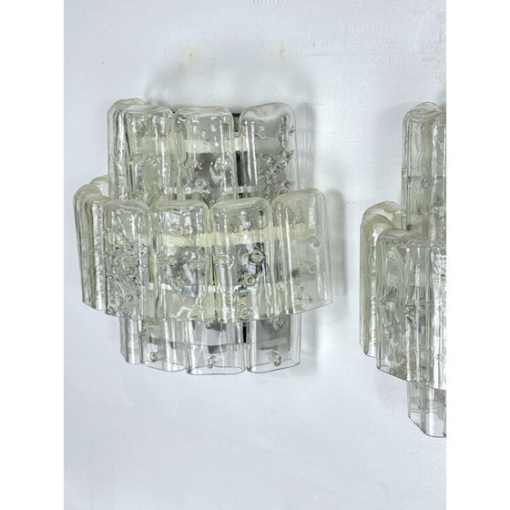 Image 1 of Set of 4 vintage clear Murano glass elements wall lamps, Italy 1970s